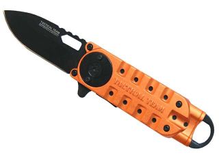 Orange 6 1/4" Mini Spring Assisted Folding Knife with Clip