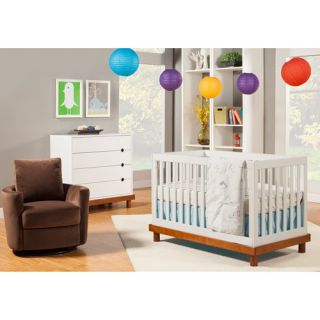 Baby Mod   Olivia 3 in 1 Baby Crib and 4 Drawer Dresser, Amber and White Nursery Furniture