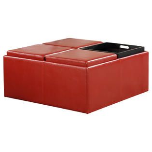 Oxford Creek  Cocktail Ottoman in Red