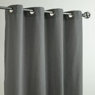 Charcoal Gray Grommet Top Outdoor Curtains, Set of 2