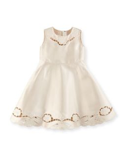 Dolce & Gabbana Satin Cutwork Trim Dress, Girls 4 6