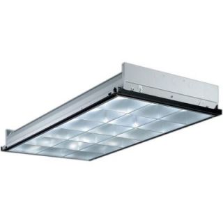 Lithonia Lighting 2 ft. x 4 ft. 3 Light Grid Ceiling Silver Parabolic Fluorescent Troffer with Pre Wired and Lamped 2PM3NGB33218LDMVOLT13GEB10ISPWS1836LP735