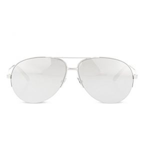 LINDA FARROW   White gold aviator sunglasses