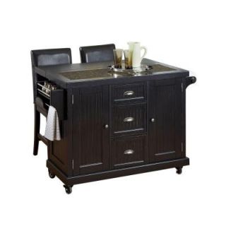 Home Styles 53.5 in. W Granite Top Kitchen Cart with Drop Leaf and Two Stools 5033 958