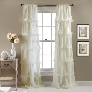 Lush Decor Ivory 84 inch Ruffle Curtain Panel