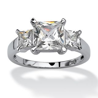 PalmBeach 2.36 TCW Princess Cut Cubic Zirconia 3 Stone Engagement Ring