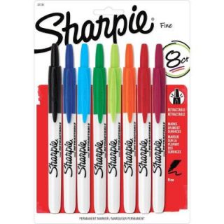Sharpie Assorted Colors Retractable Fine Point Permanent Marker (8 Pack) 32730PP