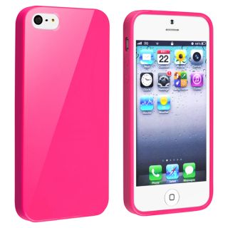 INSTEN Hot Pink Jelly TPU Rubber Skin Phone Case Cover for Apple