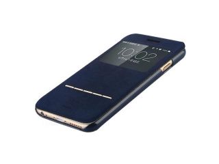 Baseus Classic Series Smart Window View Touch Metal Front Flip Cover W Open Logo Back Folio Case for iPhone 6 4.7"Blue