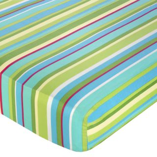 Sweet JoJo Designs Turquoise and Lime Layla Stripe Fitted Crib Sheet