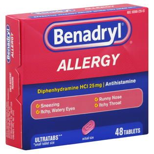 Benadryl  Allergy, 25 mg, Ultratab Tablets, 48 tablets
