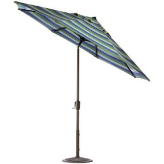 Home Decorators Collection 6 ft. Auto Tilt Patio Umbrella in Seaside Seville Sunbrella with Bronze Frame 1548710330