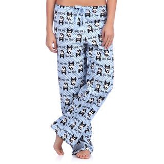 Leisureland Womens Bow Wow Dog Print Cotton Flannel Sleep Pants
