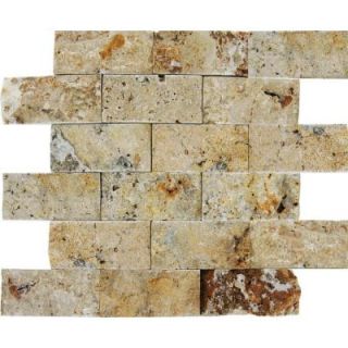 MS International Scabas 12 in. x 12 in. x 13 mm Splitface Travertine Mesh Mounted Mosaic Tile (4 sq. ft. / case) SMOT SCAB 2X4SF