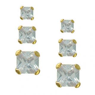 Shimmering Elegance 10K Yellow Gold 3mm 4mm and 5mm Princess Cut Cubic