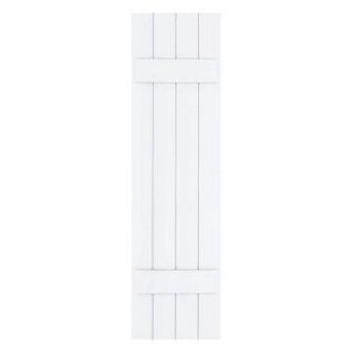Winworks Wood Composite 15 in. x 57 in. Board & Batten Shutters Pair #631 White 71557631