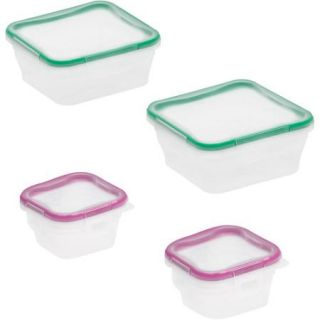 Snapware Total Solution 8 Piece Plastic Square Container Set, Clear