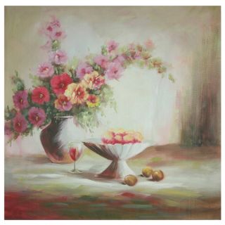 Hand Painted Evening Peaches and Flowers Canvas (China)