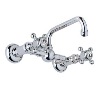 Country Double Handle Wall Mounted Bathroom Faucet with Cross Handle
