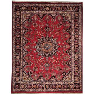 Hand knotted Semi Antique Persian Mashad Wool Area Rug (99 x 126