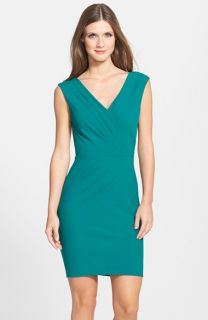 Nicole Miller Pleat Detail Surplice Body Con Dress