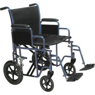 Drive Medical Bariatric Heavy Duty Transport Wheelchair with Swing Away Footrest, 20" Seat, Blue