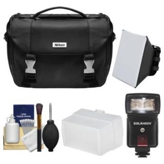 Nikon Deluxe Digital SLR Camera Case Bag with LED Video Light & Flash + SoftBox + Diffuser Kit for D3200, D3300, D5300, D5500, D7100, D7200