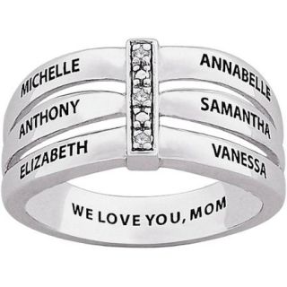 Personalized Sterling Silver Family Diamond Accent Bar Ring
