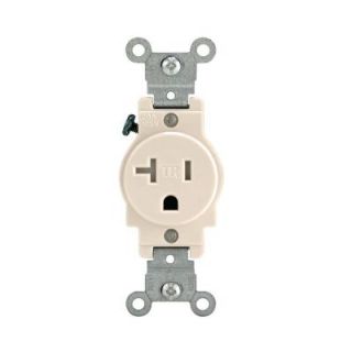 Leviton 20 Amp Tamper Resistant Single Power Outlet, Light Almond R56 T5020 0TS