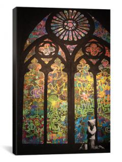Stained Glass Window Graffiti by Banksy (Canvas) by iCanvas