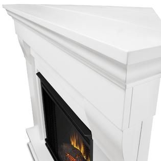 Real Flame  Chateau Corner Electric Fireplace in White 38Hx41Wx25D