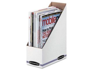 Corrugated Cardboard Magazine File, 4 X 9 1/4 X 11 3/4, White, 12/Cart