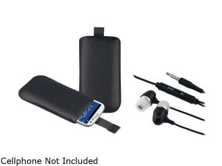 Insten Black Leather Pouch & Black Stereo Headset For Samsung Galaxy S3 817861