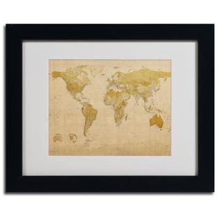 Trademark Fine Art Michael Tompsett World Map Antique Matted Framed
