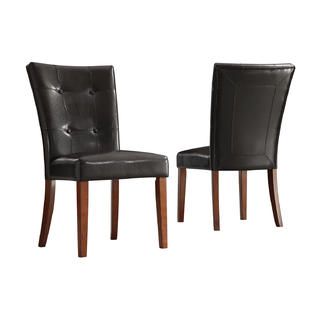 Oxford Creek  Dining Tufted Back Side Chairs in Dark Brown Finish (Set