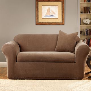 Sure Fit Stretch Metro Two piece Brown Loveseat Slipcover   14973922