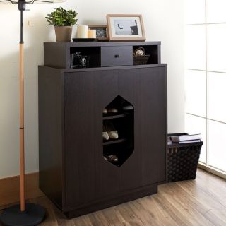Furniture of America Larkins Modern Cut Out Espresso Shoe Cabinet