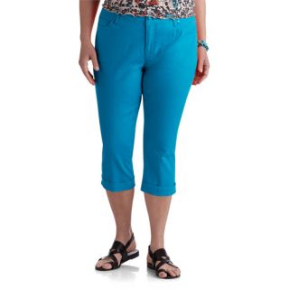 Faded Glory Women's Plus Size Roll Cuff Denim Capri Pants