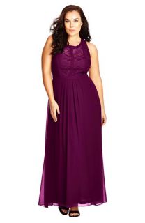 City Chic Paneled Lace Bodice Gown (Plus Size)