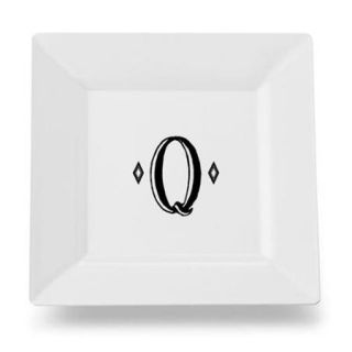 Carolines Treasures CJ1058 QSP115 Letter Q Initial Monogram Retro Square Ceramic Platter Or Plate