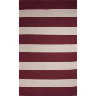 Flatweave Stripe Pattern Red/ White Area Rug (8 x 11)