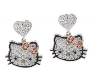 Hello Kitty Diamonique Sterling Chic Kitty Dangle Earrings —