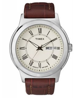 Timex Watch, Mens Brown Croc Embossed Leather Strap 40mm T2E581UM