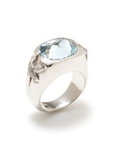 Tiffany & Co. Diamond Criss Cross & Aquamarine Cushion Ring by Tiffany & Co.