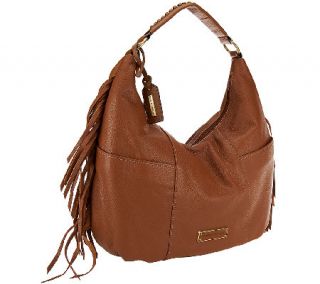 Tignanello Pebble Leather Zip Hobo Bag with Fringe —