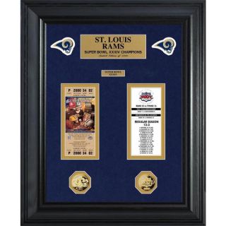 NFL St Louis Rams Super Bowl Ticket and Game Coin Collection Framed