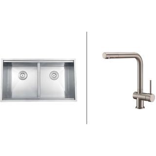 Ruvati Stainless Steel Undermount Kitchen Sink/Brushed Nickel Faucet