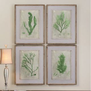 Uttermost Emerald Seaweed by Grace Feyock 4 Piece Framed Painting