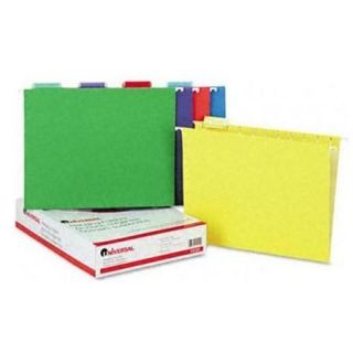 Universal Office Products 14121 Hanging File Folders, 1/5 Tab, 11 Point, Letter, Assorted Colors, 25/box