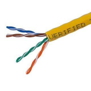 1000FT 24AWG Cat5e 350MHz UTP Solid, Riser Rated (CMR), Bulk Ethernet Bare Copper Cable   Yellow